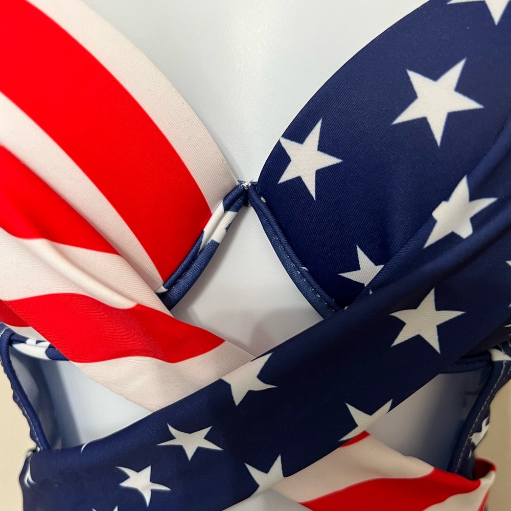 American Flag Stars Stripes Push Up Swimsuit - Picture 5 of 13